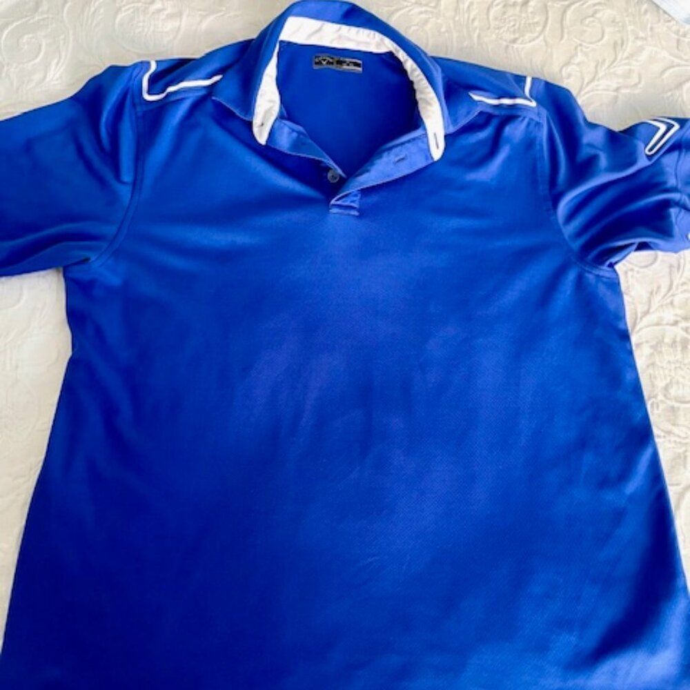 Callaway Golf Fishing Sport Short Sleeve Blue White Polo Shirt Top XL